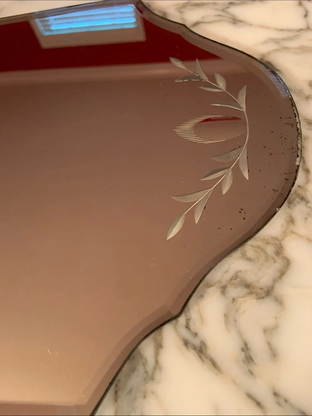 Vintage Etched Dresser Mirror Vanity Tray